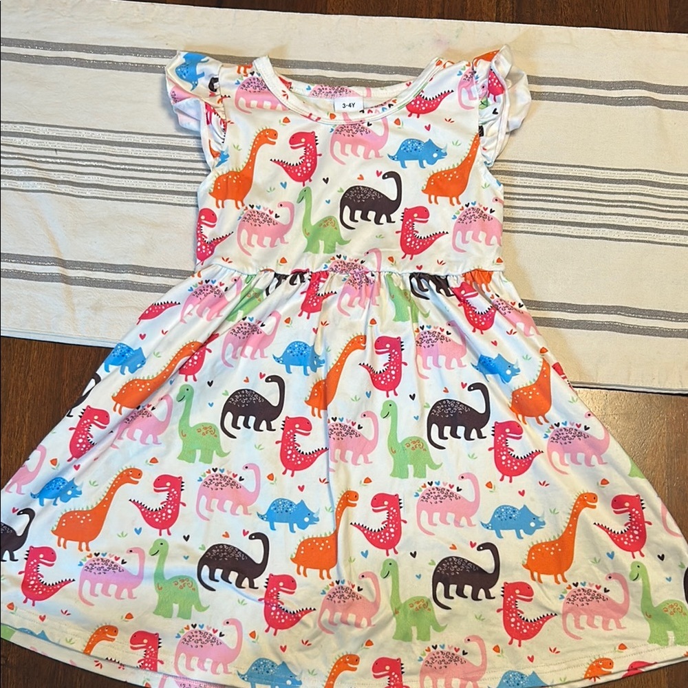 Amazon Pink and Blue Ruffled Tiered Sundress with Flutter Sleeves
